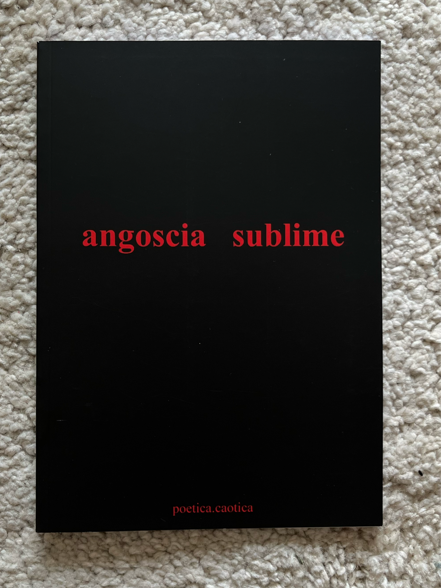 Copertina Quaderno nero con scritta rossa angoscia sublime